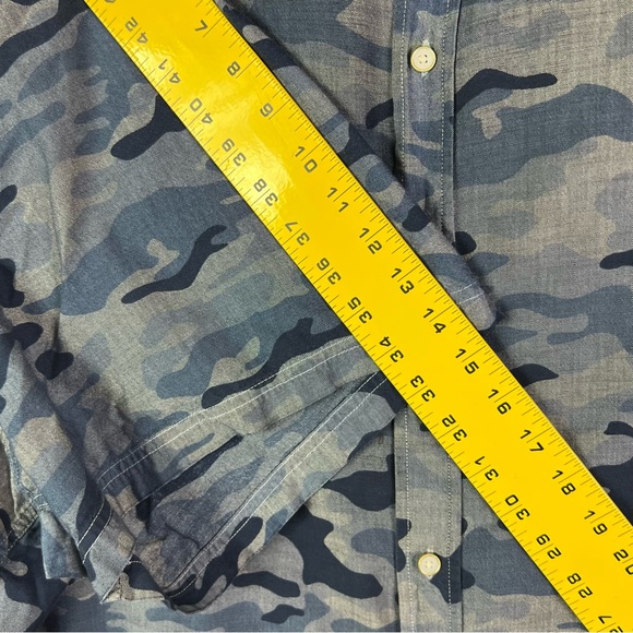 True Nation Blue Camo Sport Button up Short Sleeve Shirt 7XL Plus - Picture 5 of 9
